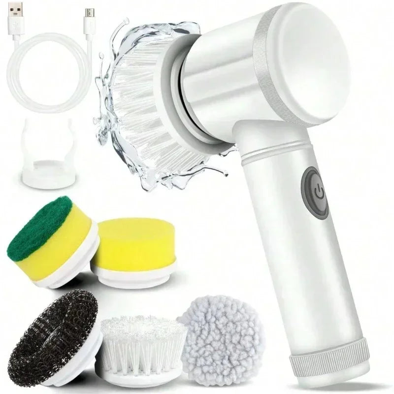 ﻿ 2024 New Electric Spin Scrubber,Bathroom Cleaning Brush Power Scrubber with 5 Replaceable Brush Heads, Electric Cleaning Brush