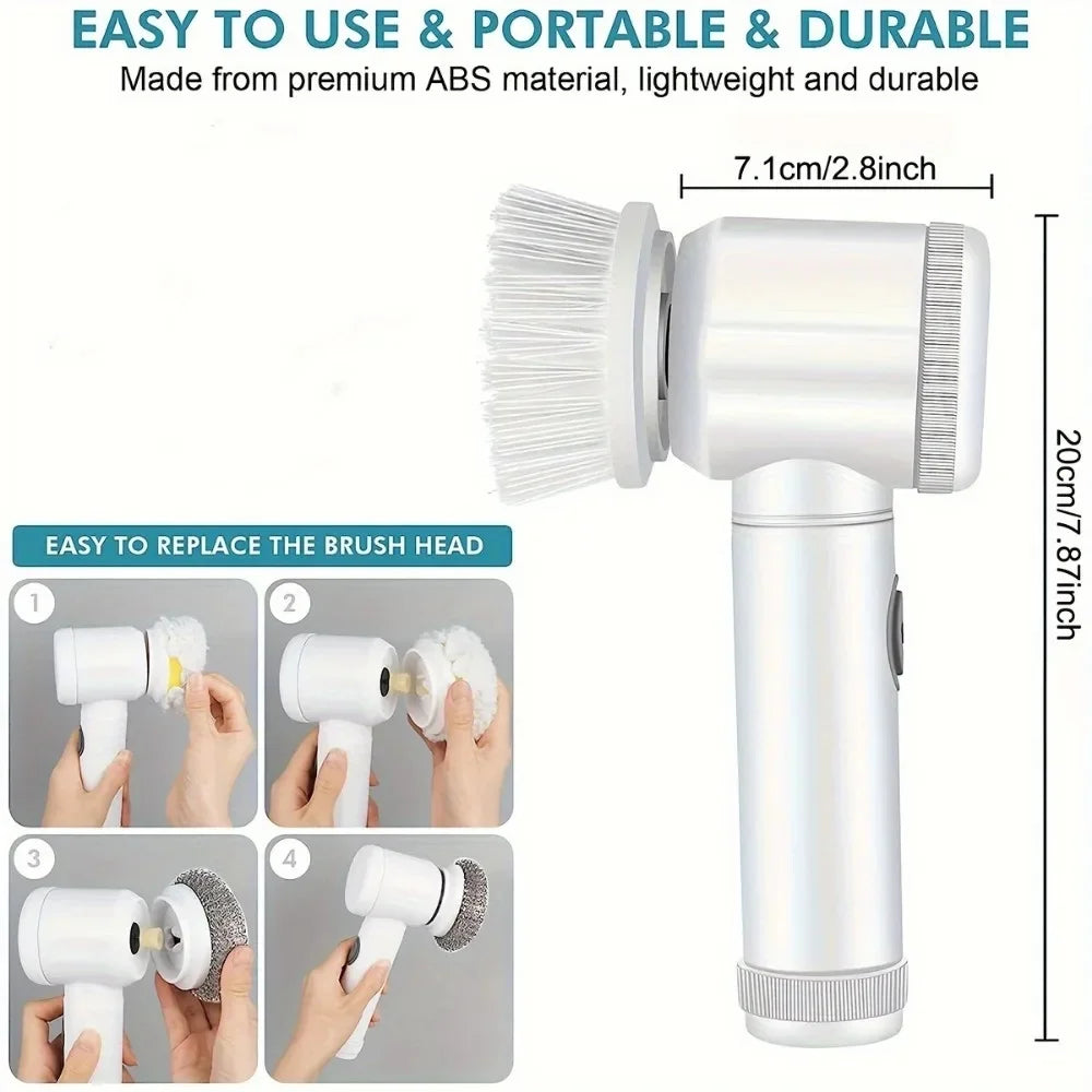 ﻿ 2024 New Electric Spin Scrubber,Bathroom Cleaning Brush Power Scrubber with 5 Replaceable Brush Heads, Electric Cleaning Brush