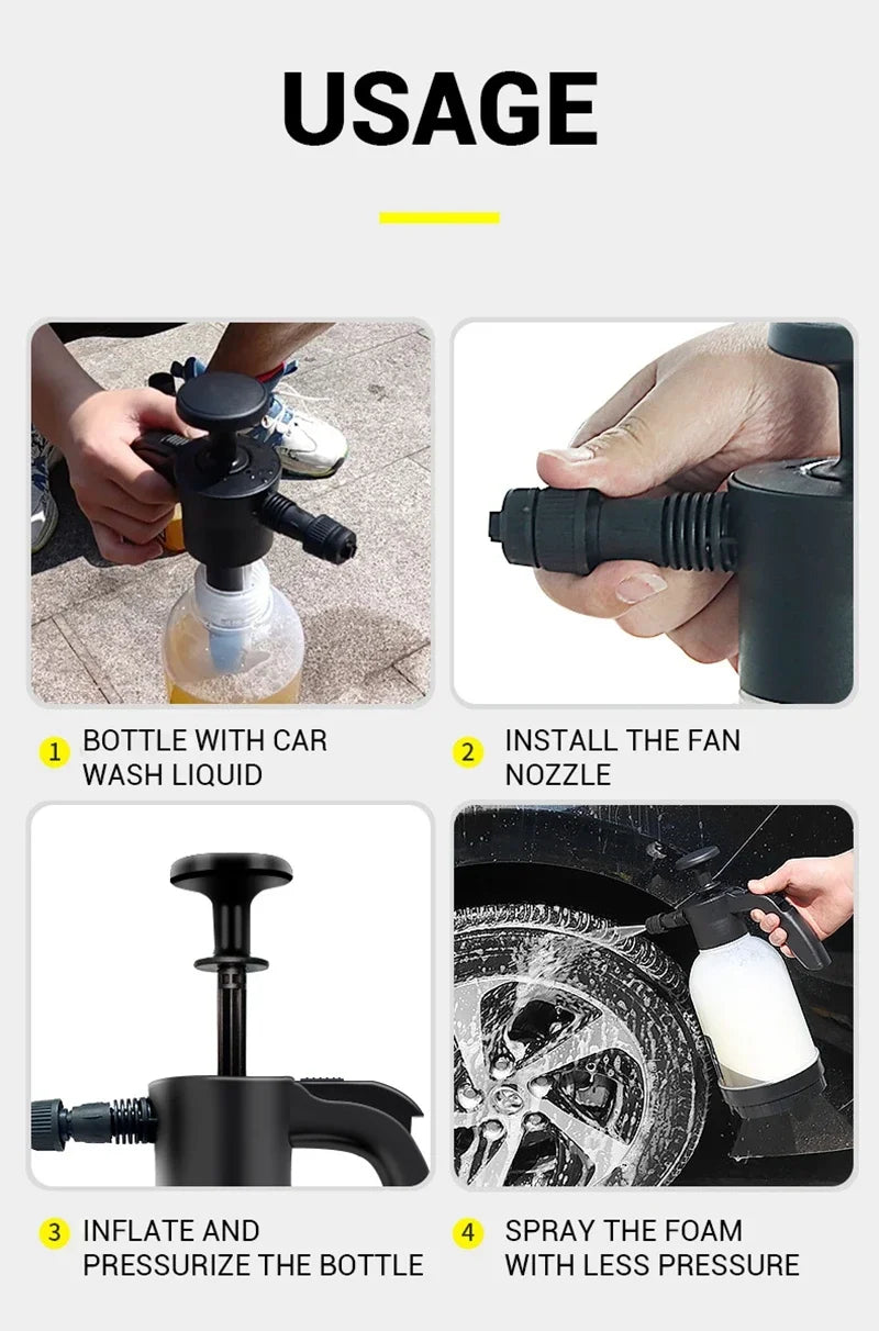 Car Wash Foam Spray Foam Sprayer Bottle Spray Gun Manual Air Pressure Water Jet Car Shampoo Snow Foam Air Pressure Spray Bottle