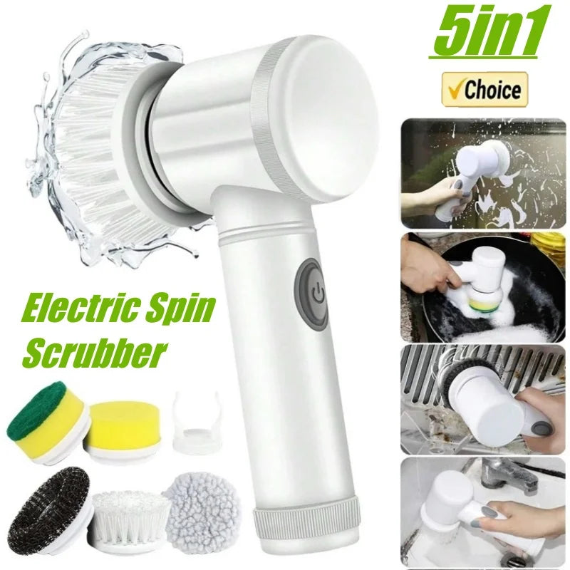 ﻿ 2024 New Electric Spin Scrubber,Bathroom Cleaning Brush Power Scrubber with 5 Replaceable Brush Heads, Electric Cleaning Brush